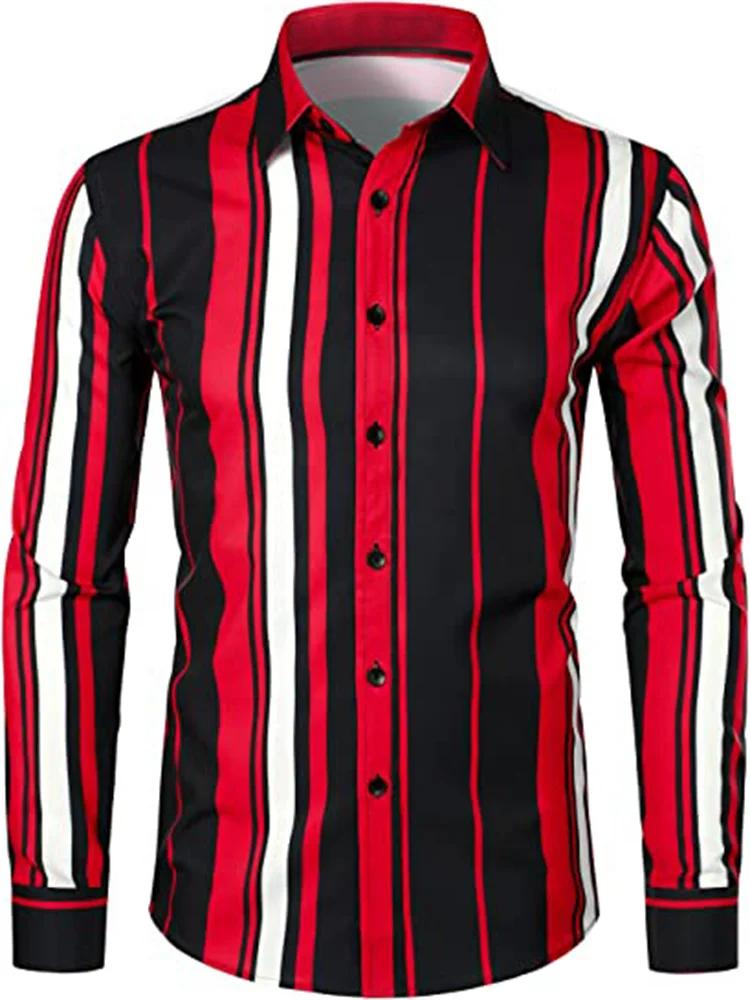 Chemise de Costume à Carreaux pour Homme, Haut Rayé, Rose, Bleu, Rouge, Mode Décontractée, Matériau 