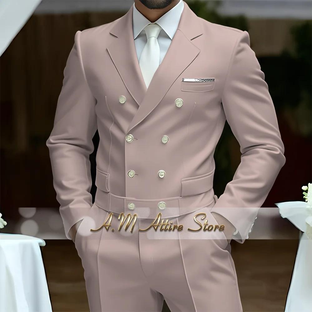 Costume de luxe blanc pour hommes, Design assorti, 2 pièces, Blazer à Double boutonnage, pantalon él