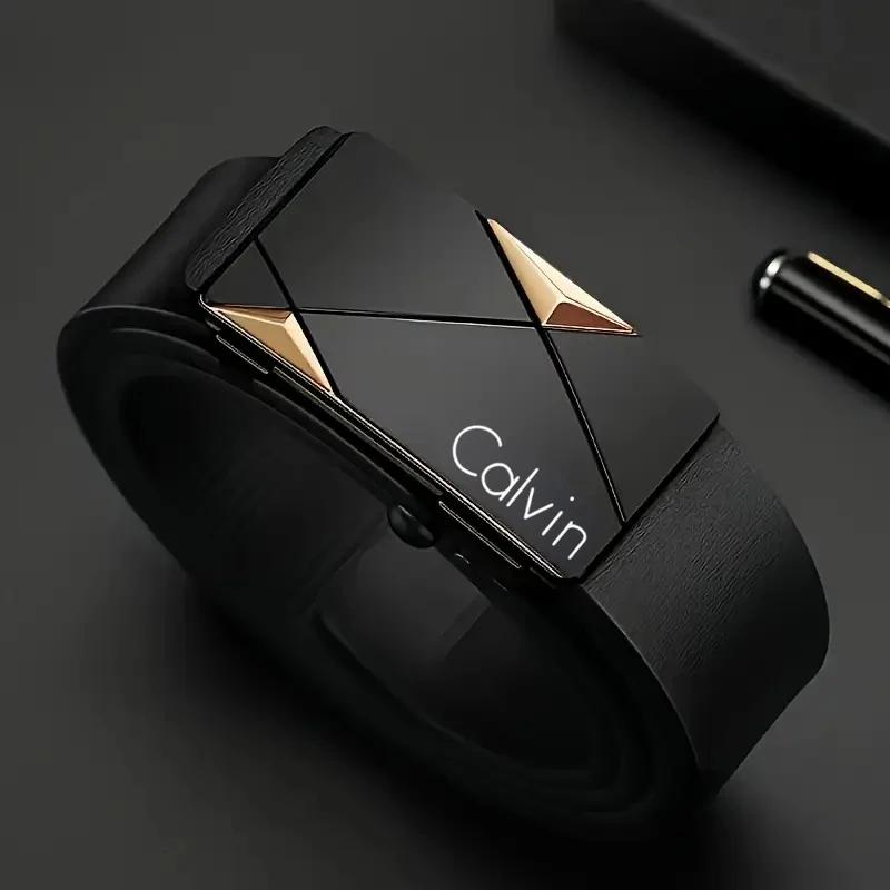 Ceinture élégante en cuir PU pour hommes – Ceintures à la mode pour la vie quotidienne, les loisirs,
