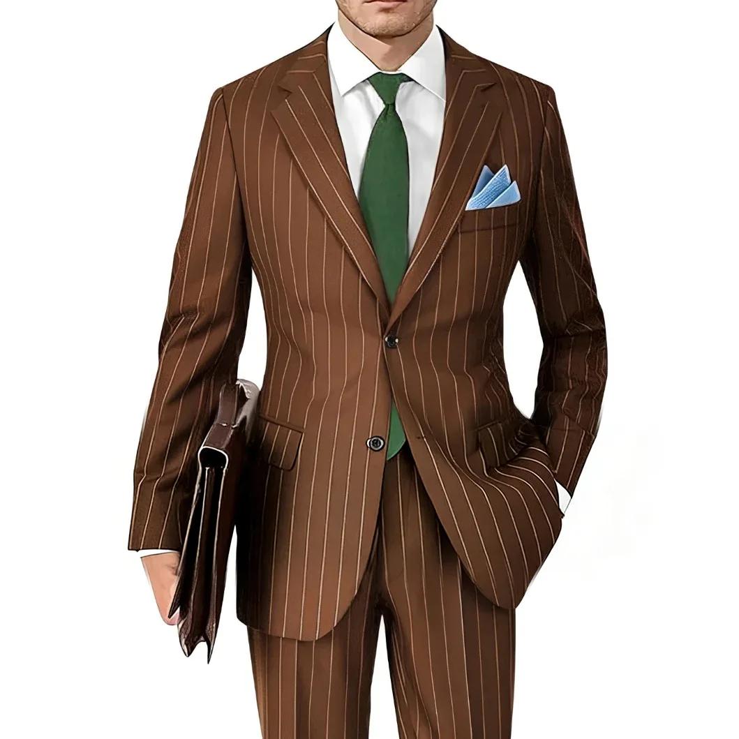 Ensemble de costume pour homme avec motif rayé, costume décontracté et élégant pour tous les jours,