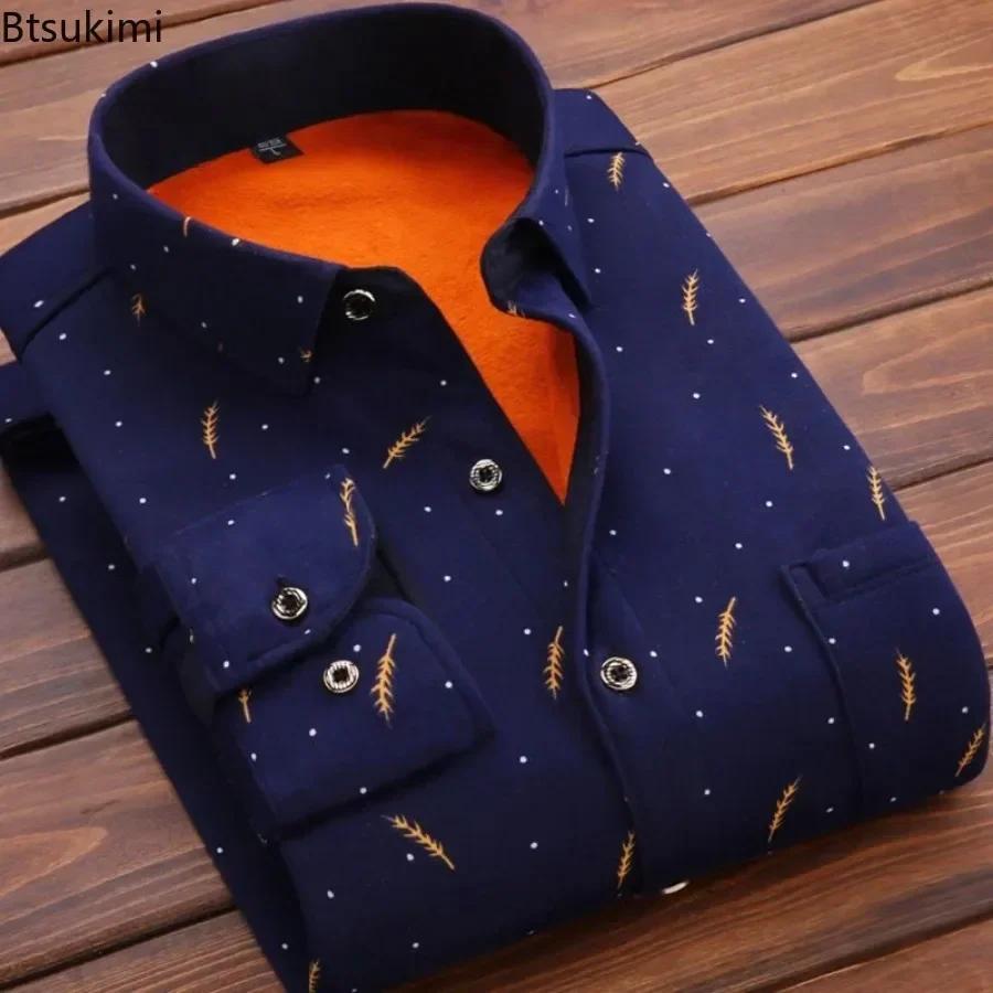 2025 hommes hiver chaud à manches longues chemises à carreaux flanelle fourrure doublé épais chemise