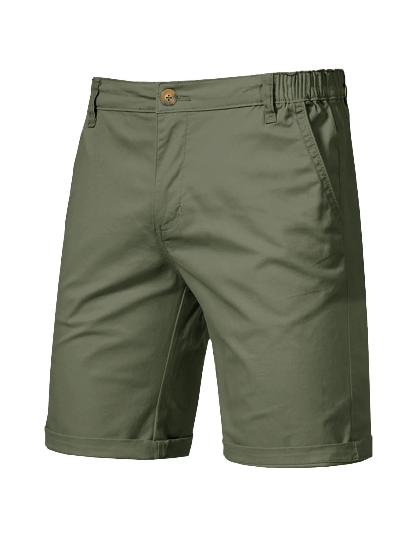 2025 hommes couleur unie pantalon court décontracté plage respirant confortable pantalon court droit