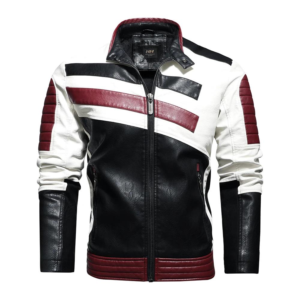 Veste de moto Vintage pour hommes, nouvelle veste de motard en cuir, manteau bombardier brodé, parde