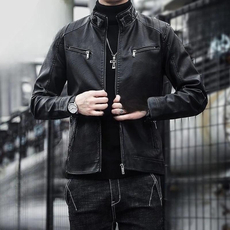 Nouvelle veste en cuir pour homme 2026 – Veste de moto fine et élégante pour le printemps et l'autom