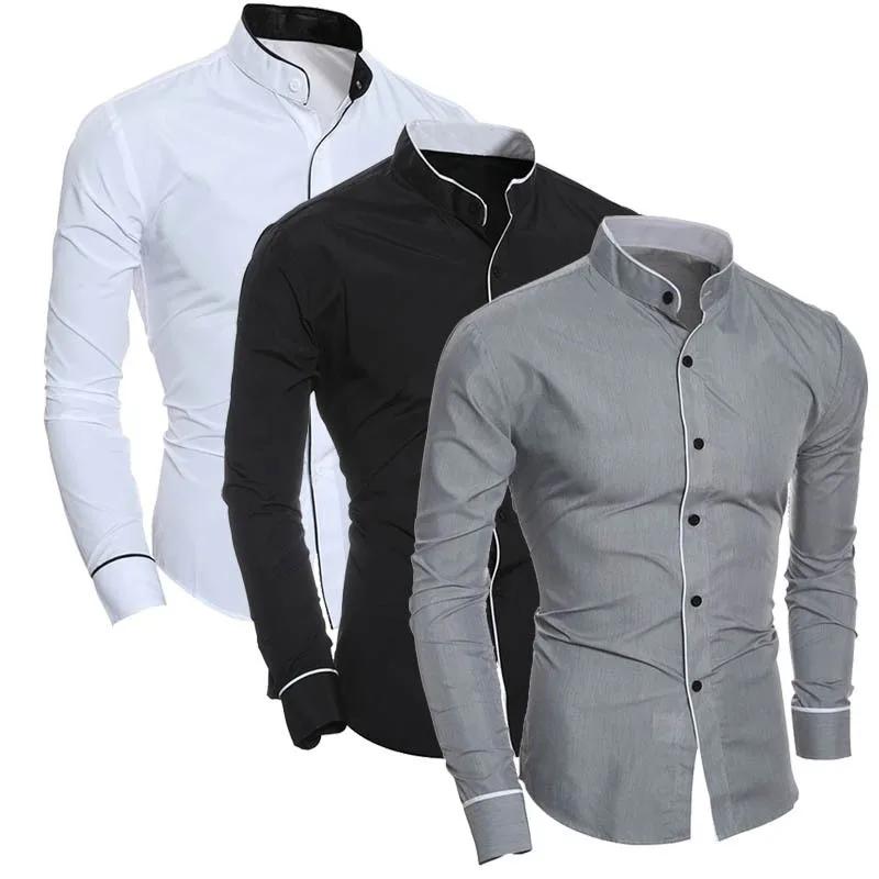 Chemise à manches longues pour hommes, couleur unie, Simple, décontractée, Version coréenne, coupe c