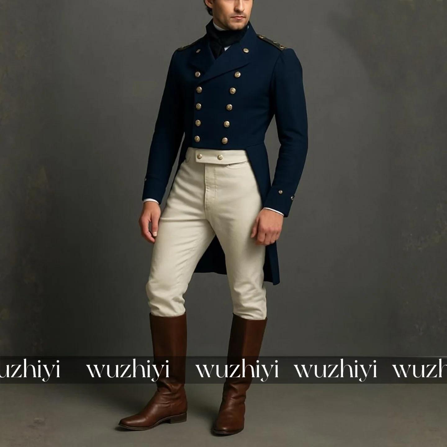 Veste bleu marine Hamilton, uniforme militaire royal du XIXe siècle, revers cranté, double boutonnag