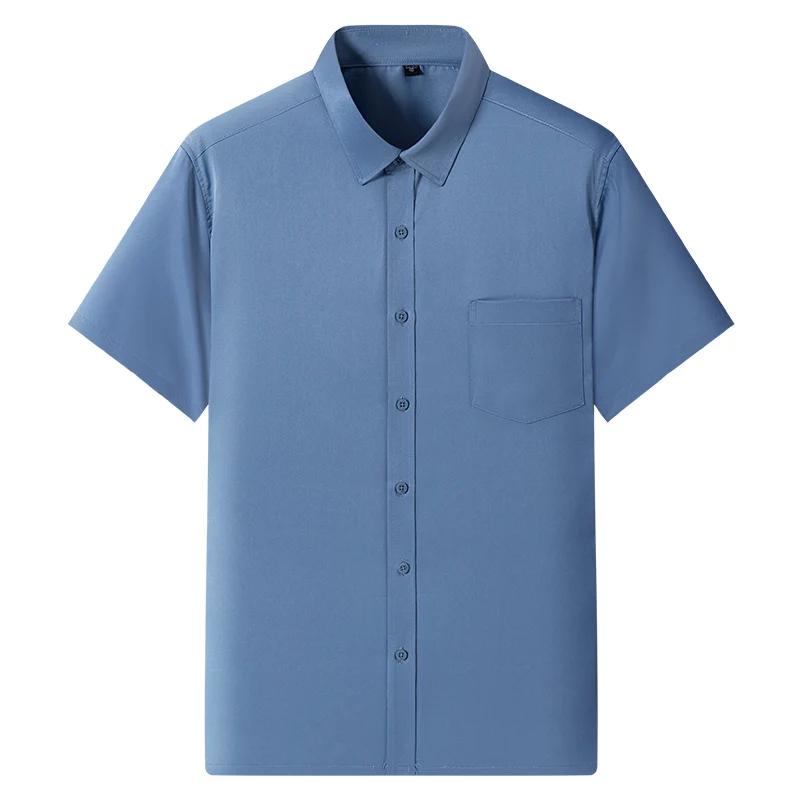 Nouveau Anti-rides hommes chemises manches courtes chemises habillées pour hommes coupe ajustée Cami