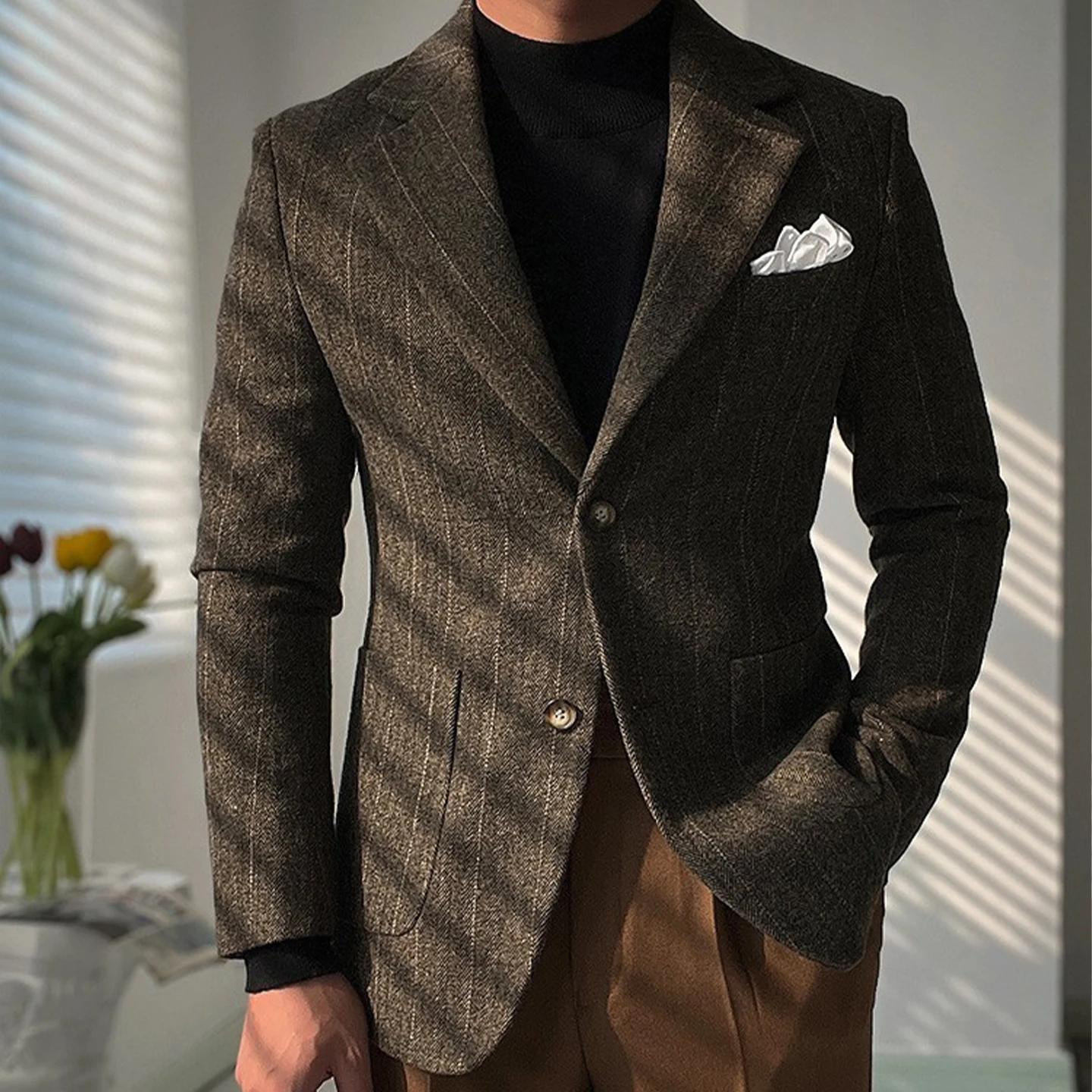 Veste de costume décontractée à simple boutonnage, Style Gentleman Vintage, manteau élégant, veste d