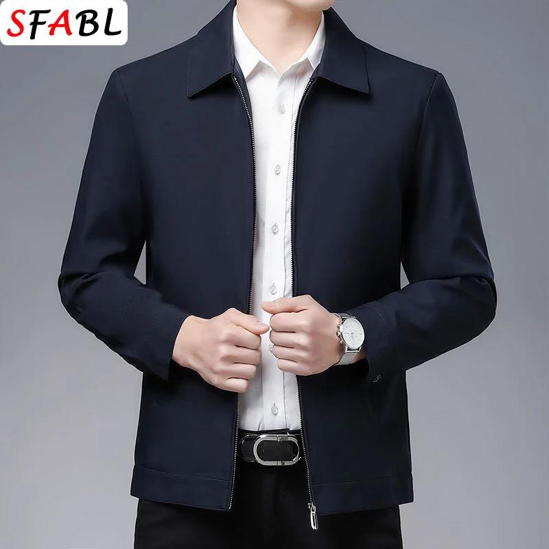 Veste à col rabattu pour homme, nouvelle marque, Business, décontractée, couleur unie, manteau de tr