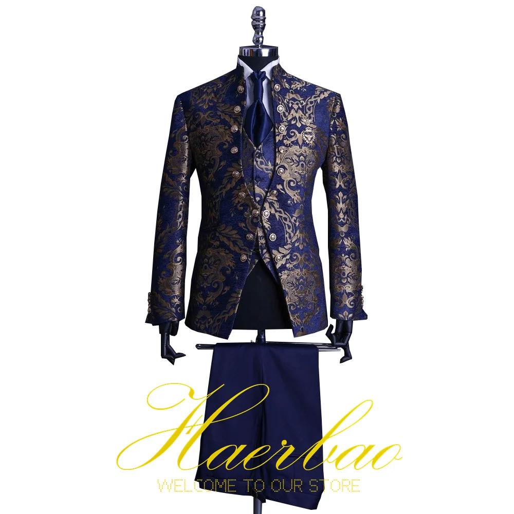 Ensemble de Costume pour hommes, col montant, costumes de mariage pour hommes, Costume de smoking fo