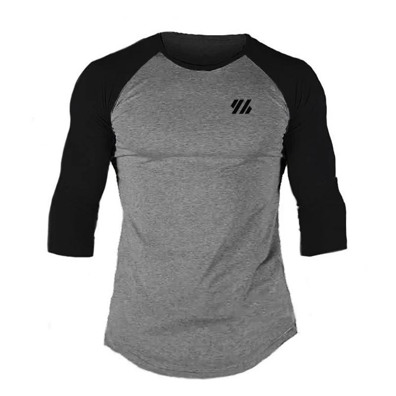 Économie en coton à manches trois-quarts pour hommes, chemises ajustées, vêtements de sport pour la 
