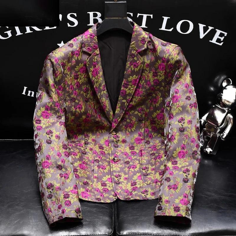 Veste de costume brodée de luxe pour hommes, Blazer, coupe cintrée, manches longues, manteau, mode,
