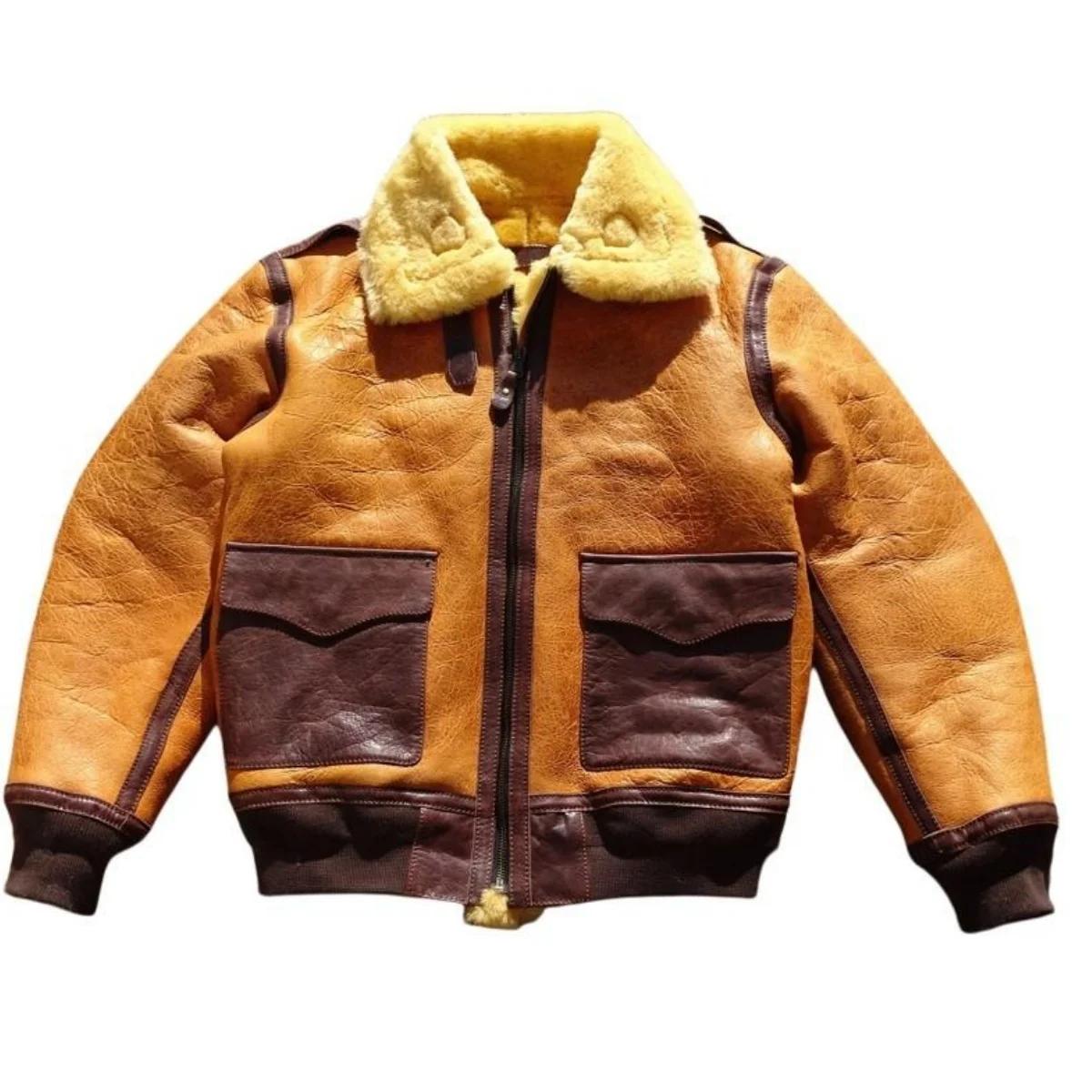 Veste en peau de mouton véritable pour homme, style rétro, grande taille 5XL, épaisse et chaude, mod