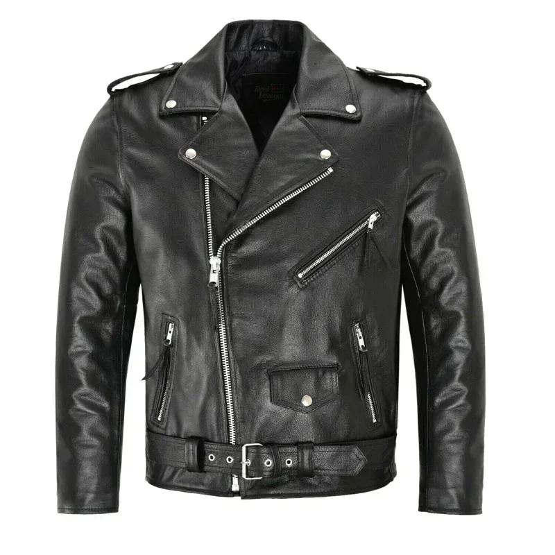 Veste en cuir PU pour homme 2026, style motard, coupe ajustée, manteau en cuir tendance