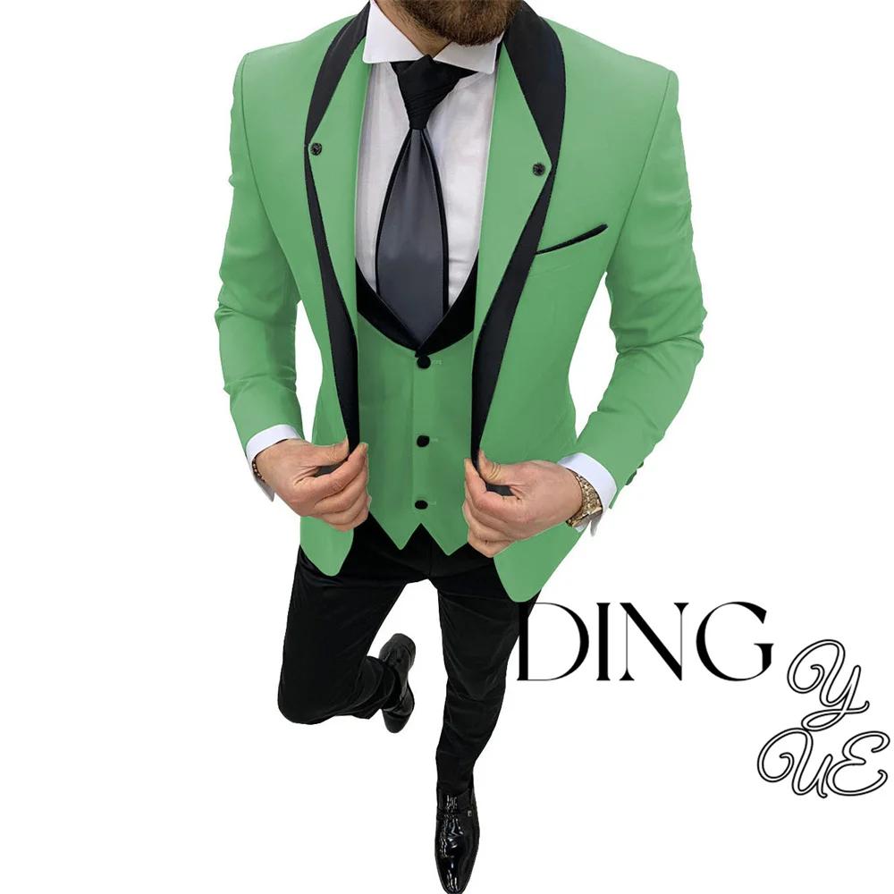 Costume de mariage 3 pièces pour hommes, manteau de queue, smoking, Blazer, gilet, pantalon