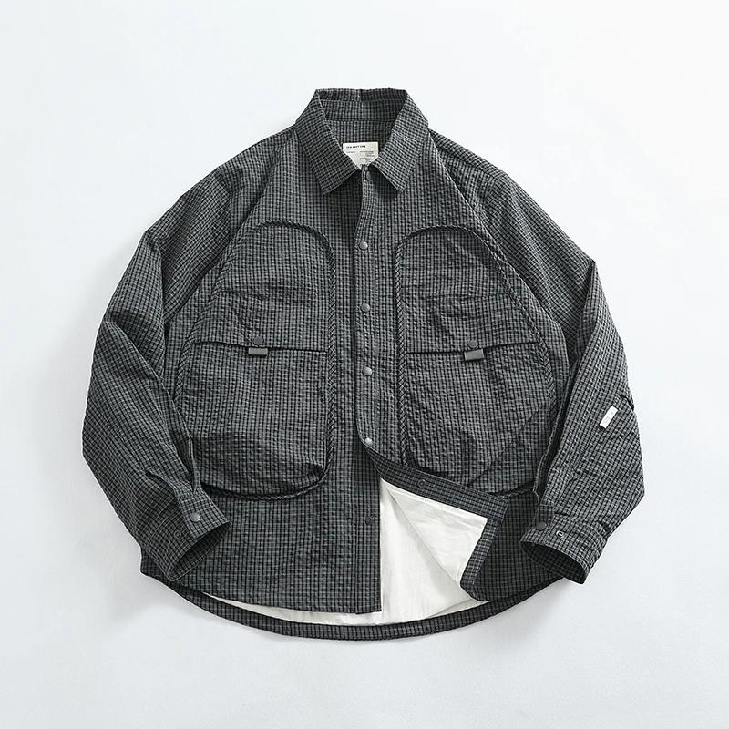 Senior Sense-Chemise à Carreaux pour Homme, Veste Urbaine Ample, Mode Japonaise Cargo, Top Tide, Pri