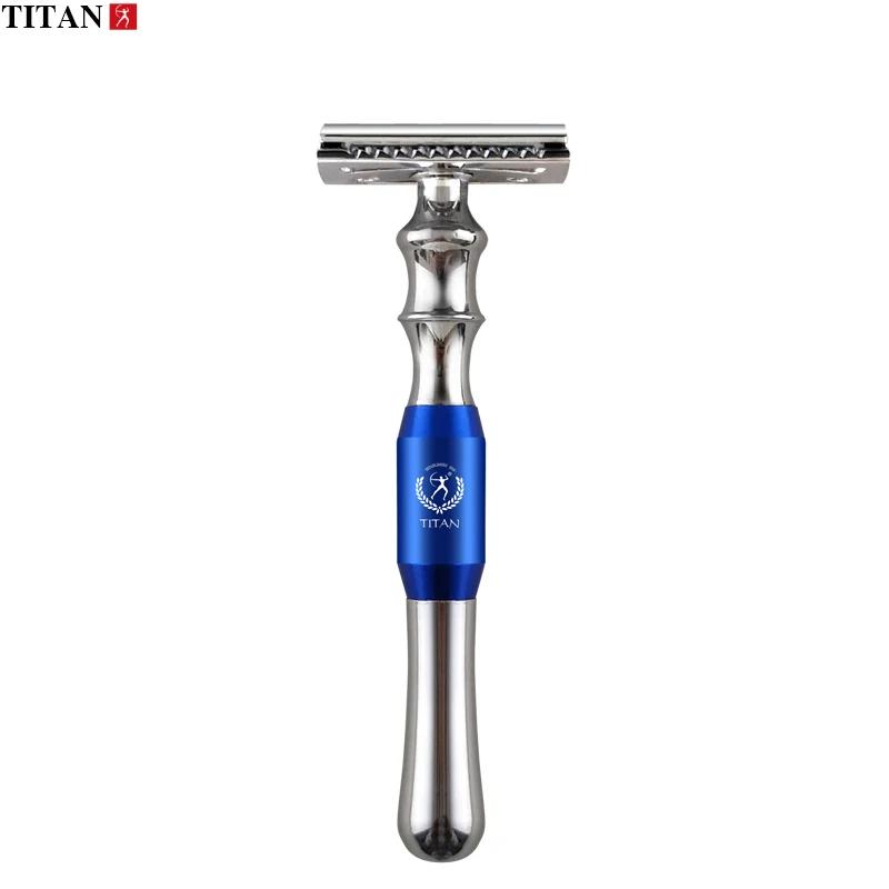 Titan-Rasoir de sécurité en T pour homme, manche en métal, machine de rasage à lame de subdivision, 