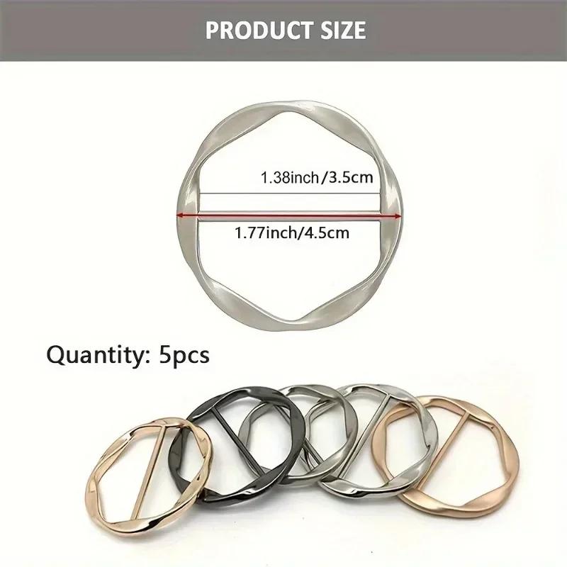 5 pièces mode métal rond cercle pince boucle châle T-Shirt cravate pince broche taille boucle polyva