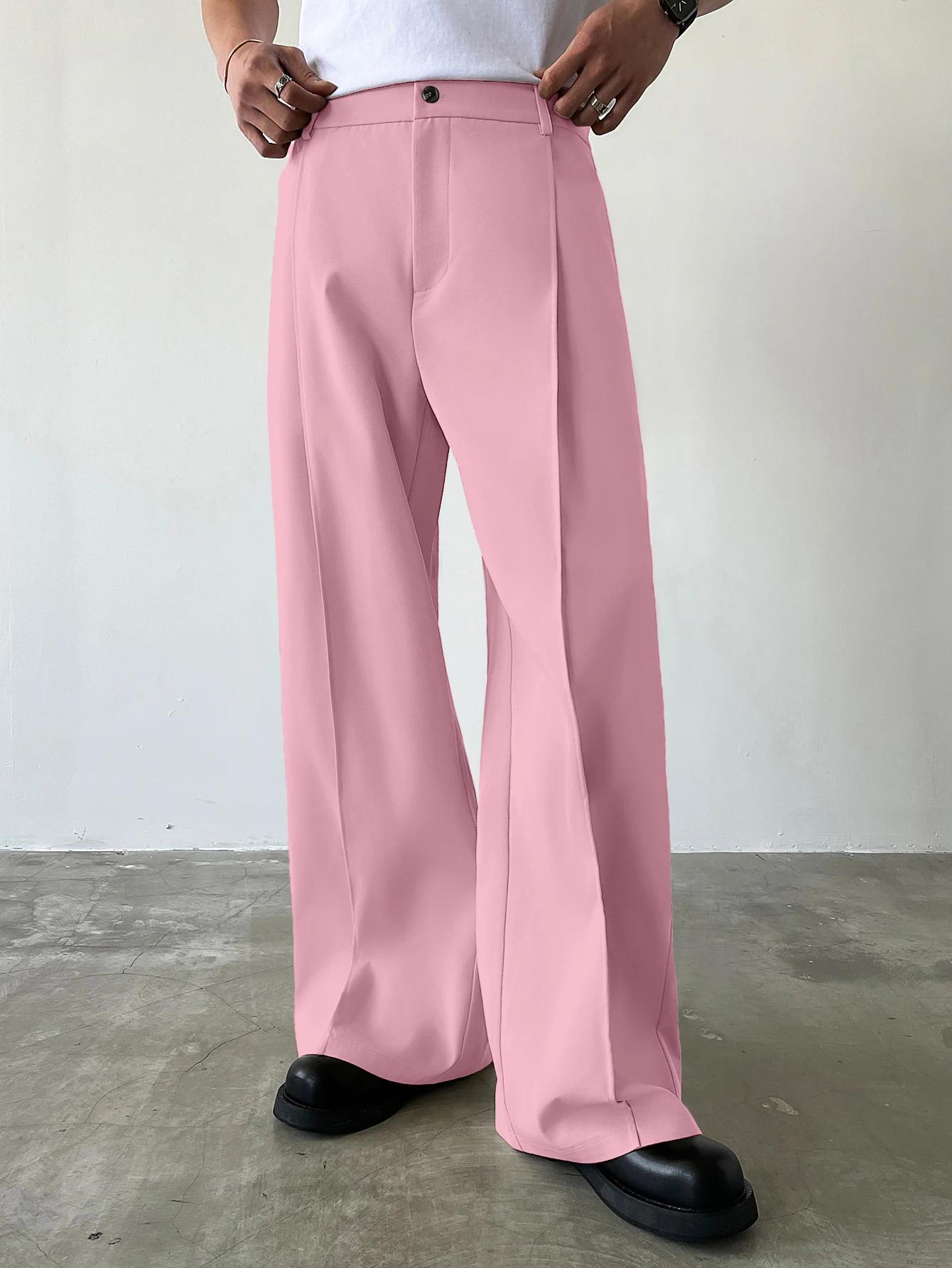 Pantalon de costume pour homme taille haute, coupe large et droite, décontracté, formel, streetwear,