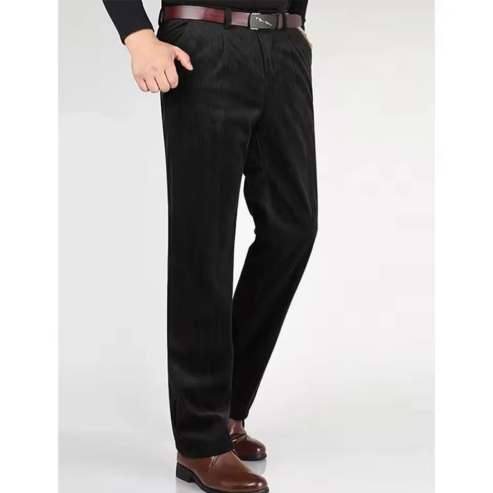 Costume 2 pièces élégant pour homme en velours côtelé, blazer et pantalon croisé, coupe ajustée, rev