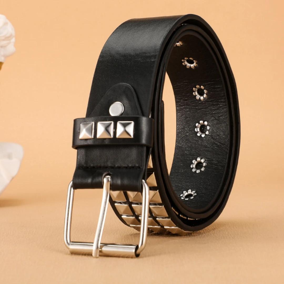 Tendance Rivet ceinture métal lourd ceinture hommes femmes Punk discothèque Rock Style ceinture jean