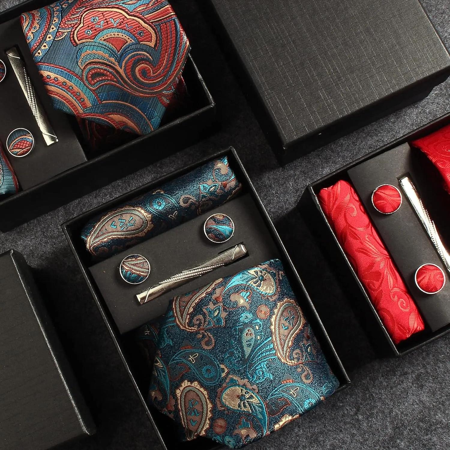 100% soie cravate Paisley Floral hommes cravate de qualité supérieure affaires cravate poche carré c