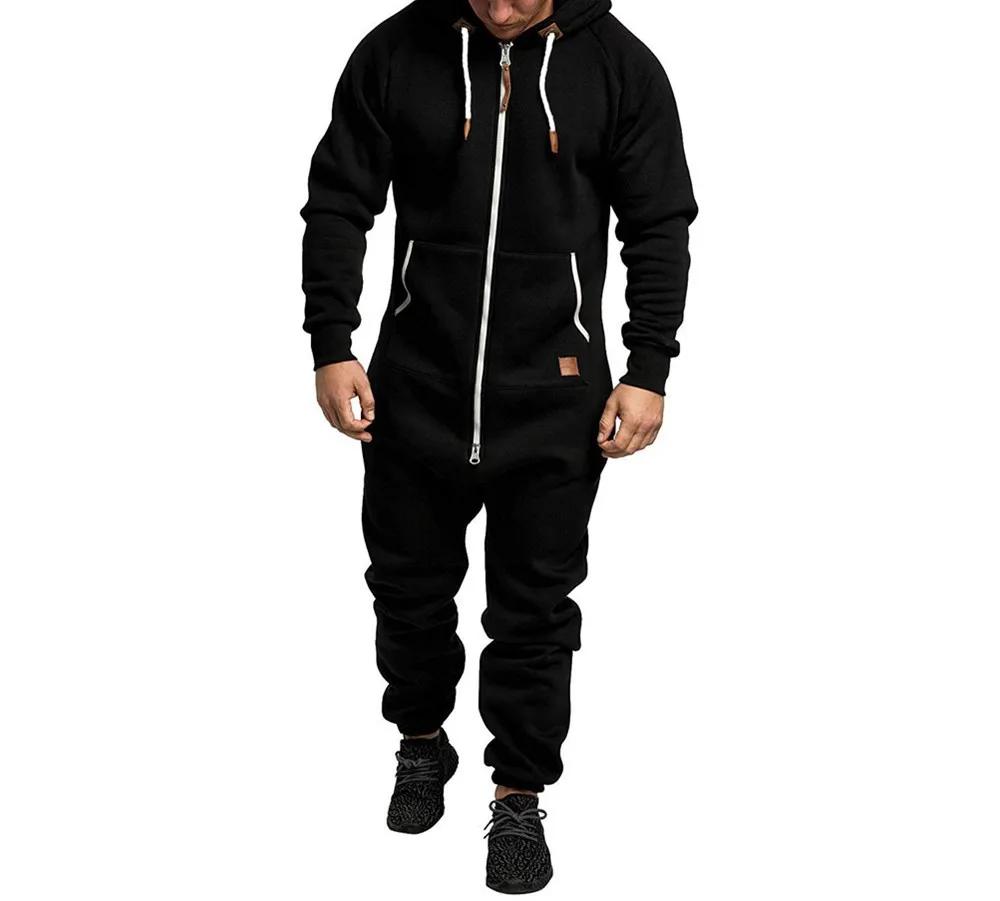 Combinaison en polaire pour hommes, pyjama à manches longues, pantalon de survêtement, épissure de c