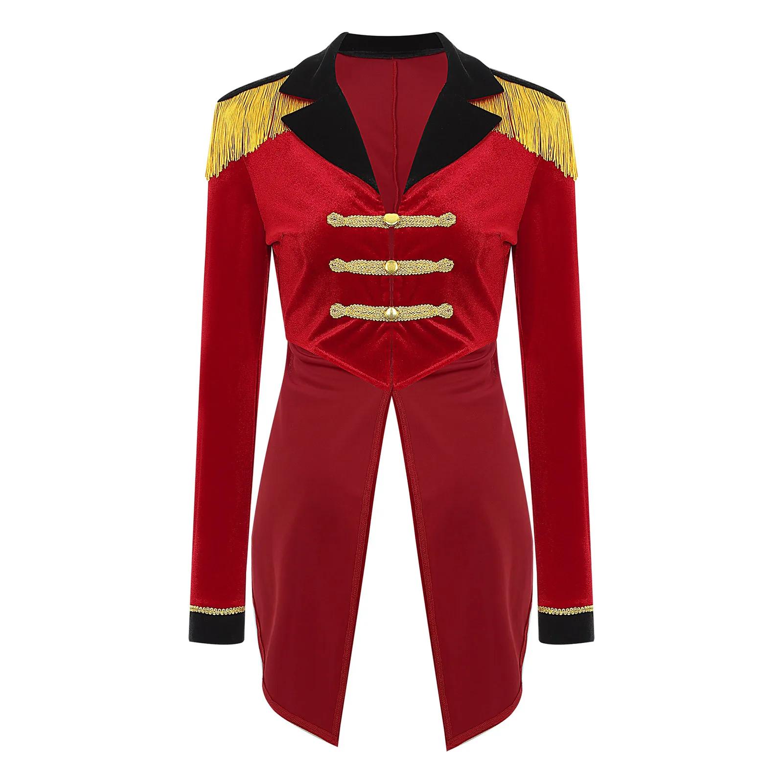 Costume de smoking en velours LYus pour femme, manteau vintage, veste Showman, blazer Ringmaster, un