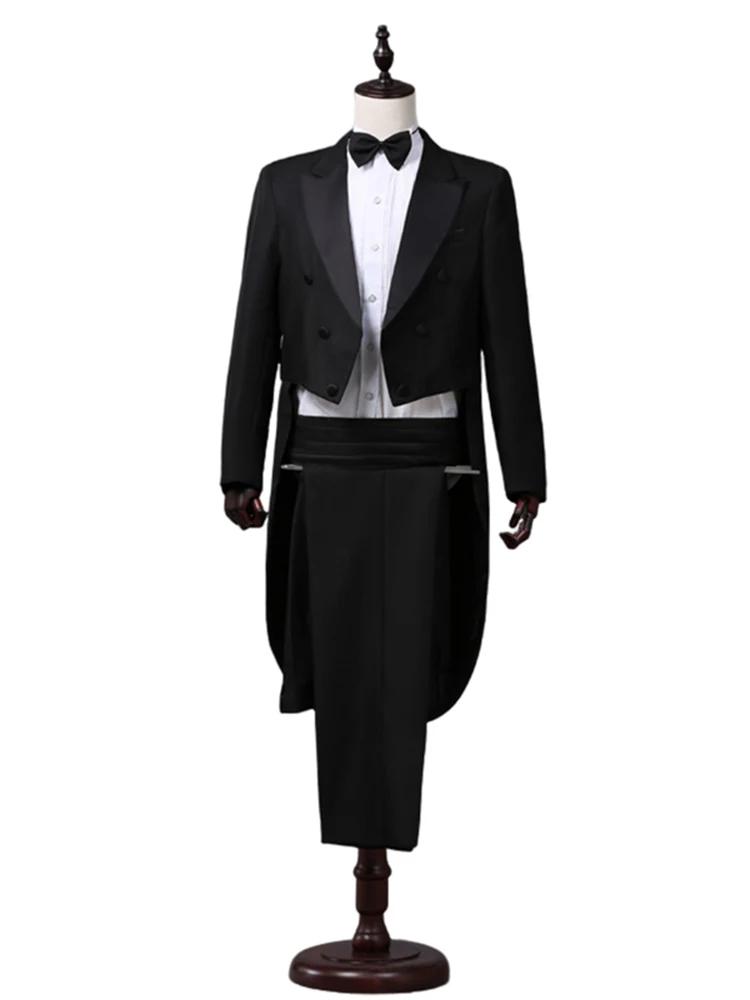 Manteau de queue pour hommes, classique, moderne, blanc et noir, Style basique, costume pour hommes