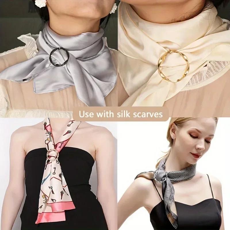5 pièces mode métal rond cercle pince boucle châle T-Shirt cravate pince broche taille boucle polyva
