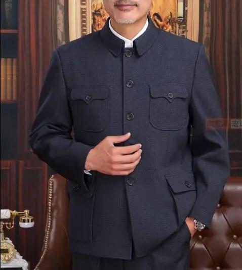 Veste chinoise Zhongshan pour hommes, manteau Vintage, Blazer de printemps pour personnes âgées, amp