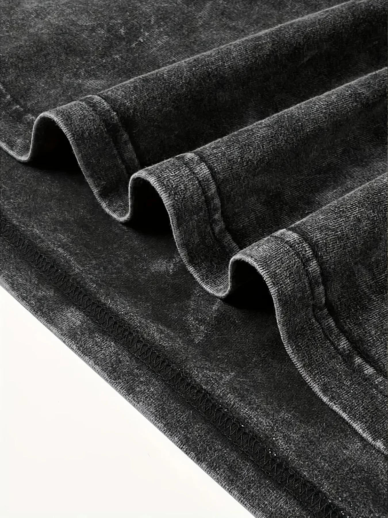 Chemise rétro délavée, vente flash du Nouvel An 2026 |   Motif rétro, col rond, manches courtes pour