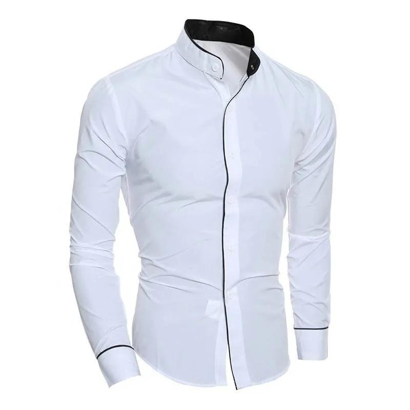 Chemise à manches longues pour hommes, couleur unie, Simple, décontractée, Version coréenne, coupe c