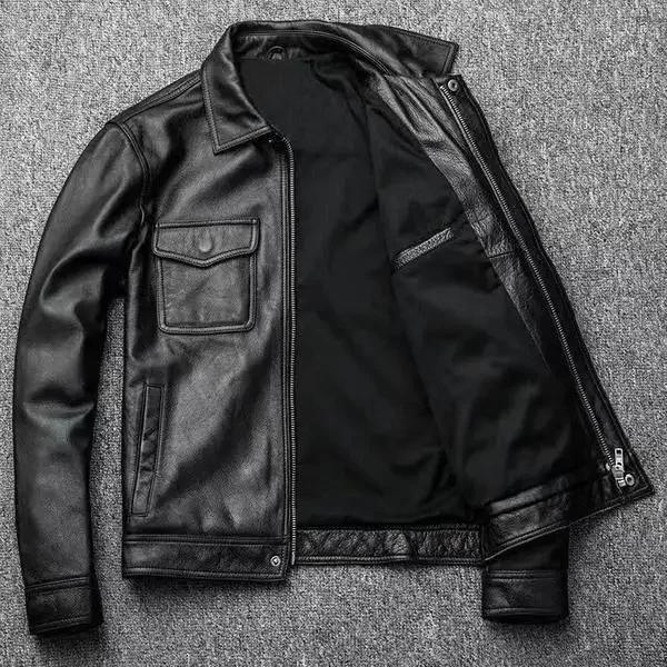 Blouson en cuir véritable pour homme, style motard haut de gamme, nouvelle collection automne-hiver,