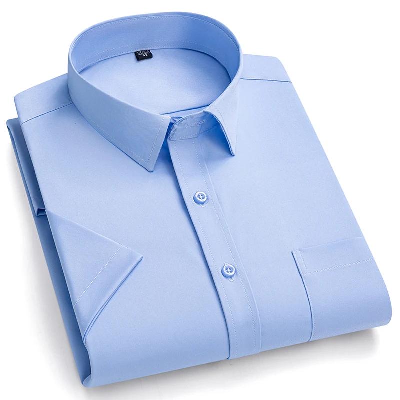 Nouveau Anti-rides hommes chemises manches courtes chemises habillées pour hommes coupe ajustée Cami