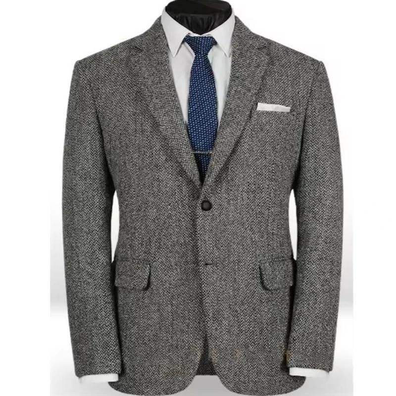 Costume à chevrons pour hommes, Blazer de bal, Tuxedos en laine Tweed, simple boutonnage, veste d'af
