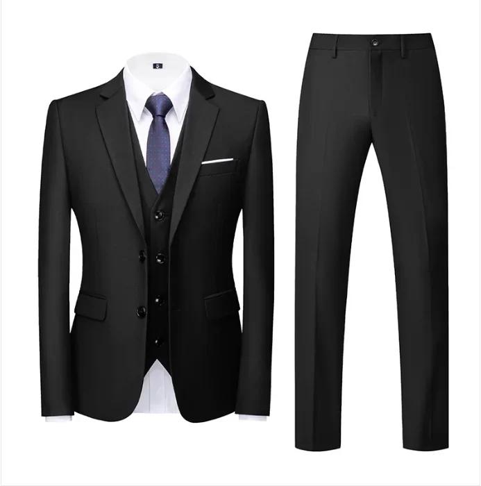 Costume violet pour hommes, costume et gilet et pantalon, costume trois pièces à deux boutons à la m