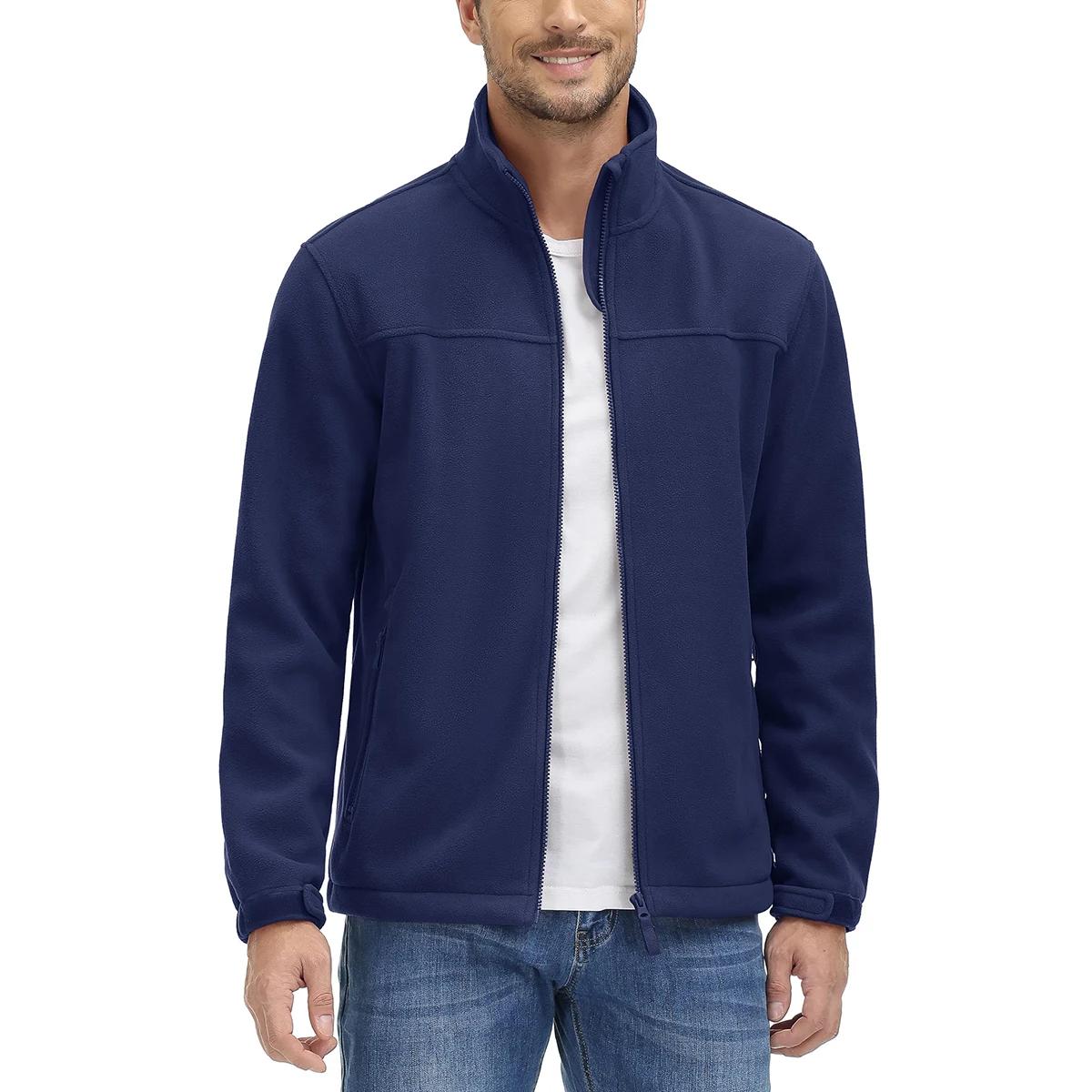 TACVASEN hommes chaleur polaire veste col montant pleine fermeture éclair coupe-vent manteau randonn