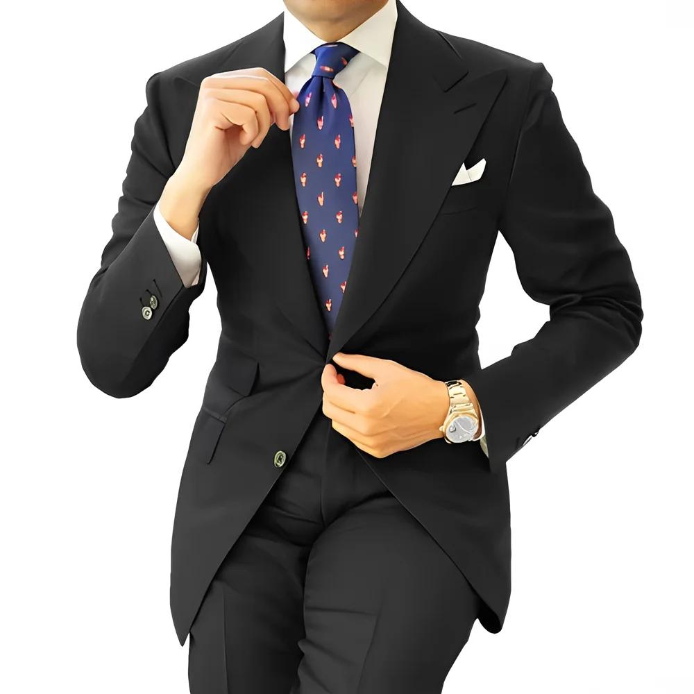Costume formel pour hommes, vêtements de travail longs pour le bureau, veste de smoking pour marié, 