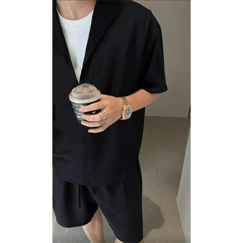 Costume décontracté en lin pour homme, vêtements de détente d'été pour homme, ensemble deux pièces à