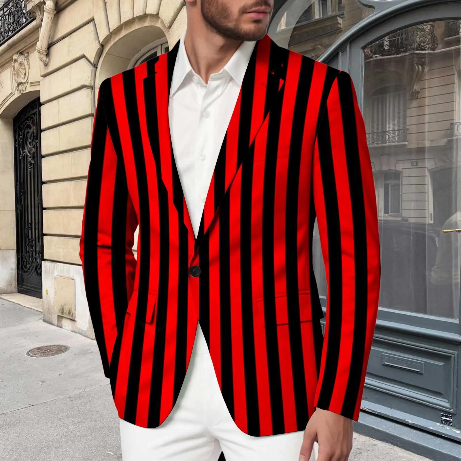 Veste de costume rayée pour hommes, imprimé multicolore, décontracté, Business, col à revers, mantea