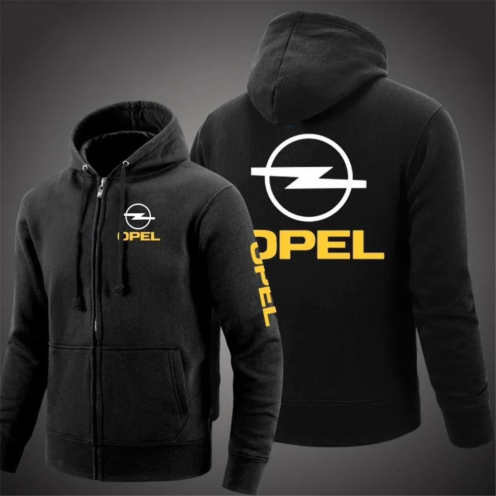 Opel – veste à manches longues de couleur unie pour hommes, avec capuche et fermeture éclair imprimé