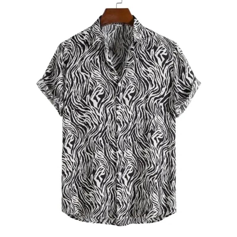 Léopard hawaïen Sexy Floral mâle Camisa coupe ajustée à manches courtes fête plage décontracté homme