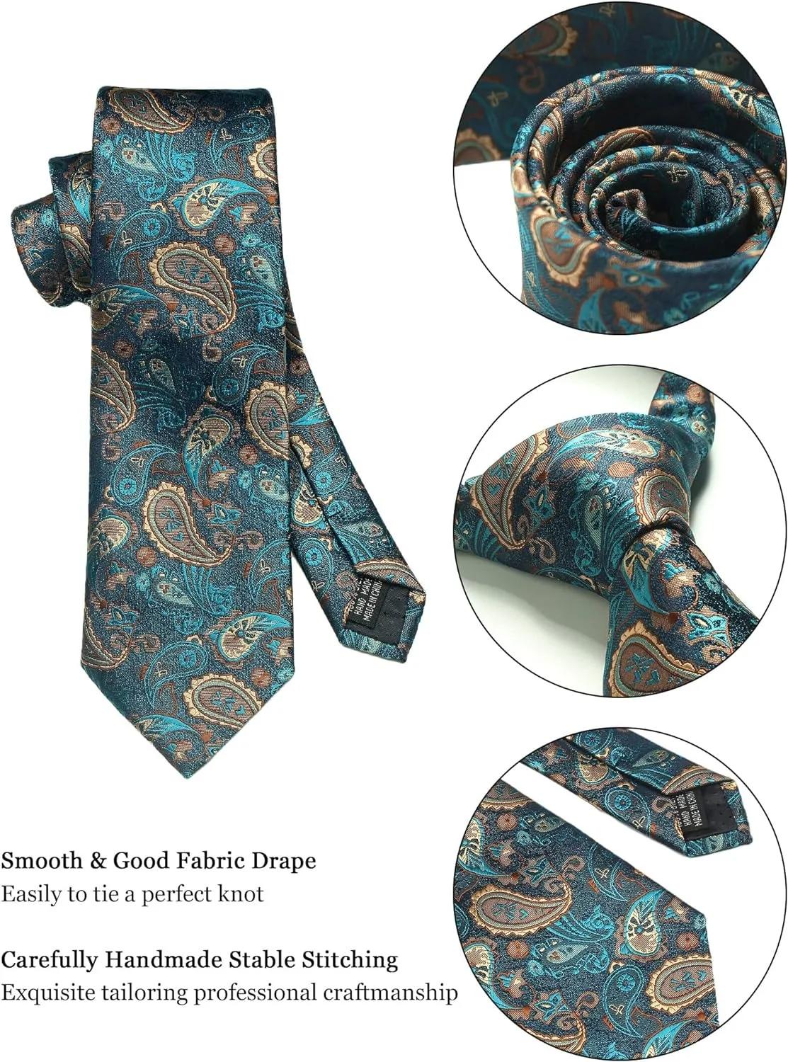 100% soie cravate Paisley Floral hommes cravate de qualité supérieure affaires cravate poche carré c
