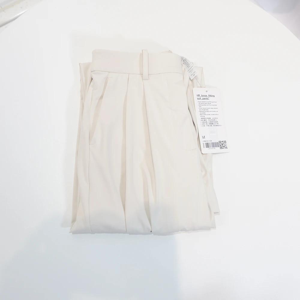 Pantalon de costume à poches avec plis, sensation de fraîcheur, polyvalent, jambes larges, pantalon 
