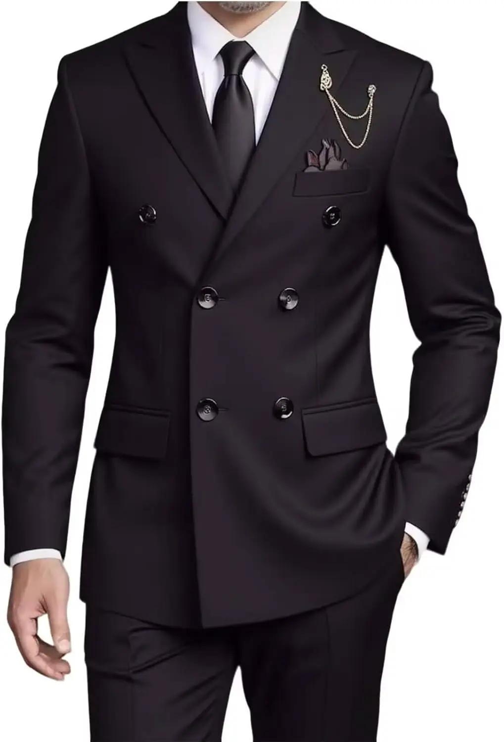 Ensemble de costume à double boutonnage pour hommes, costume formel d'affaires avec pantalon, design