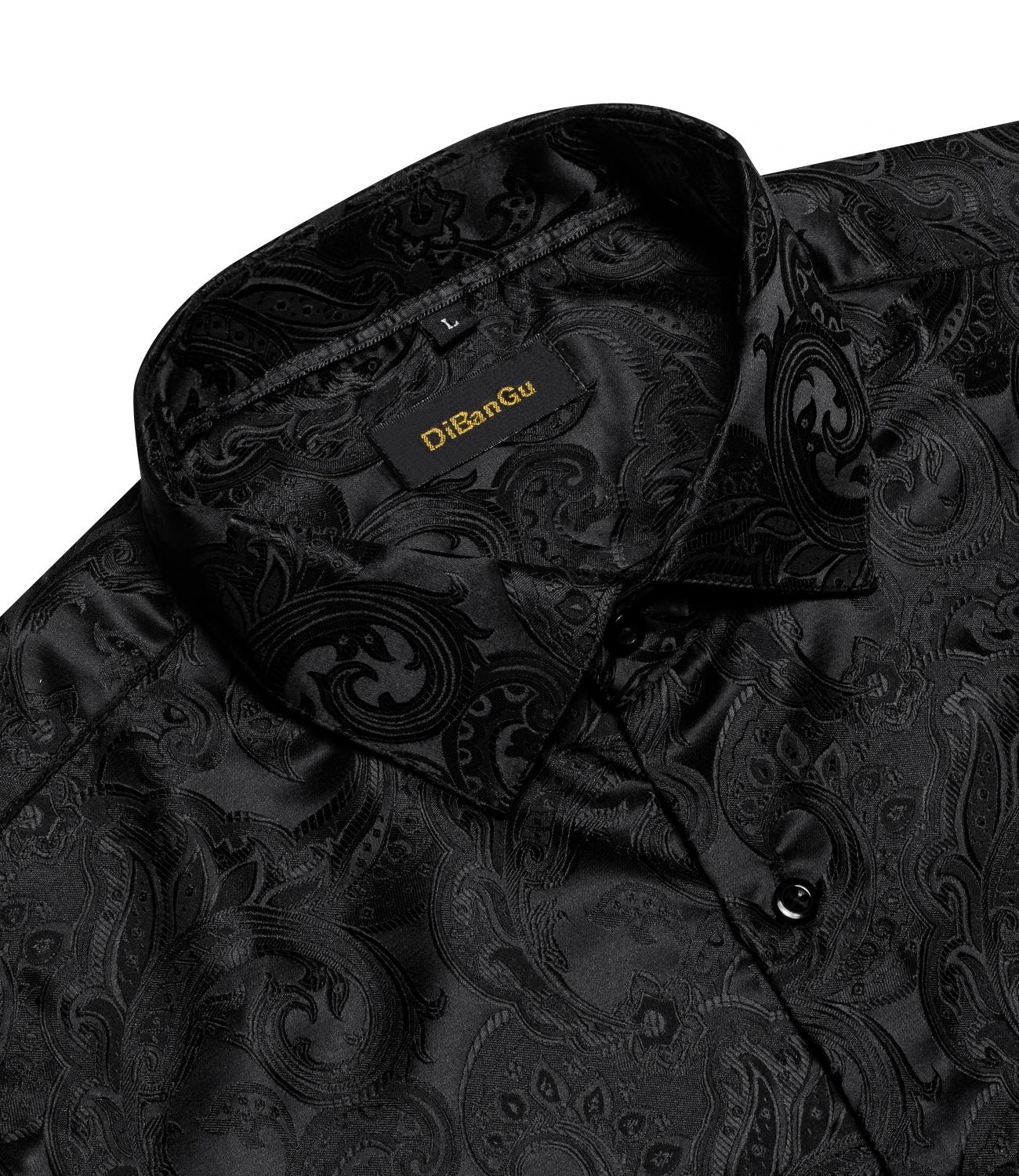 Chemises habillées de luxe pour hommes à manches longues en polyester, col rabattu, motif cachemire,