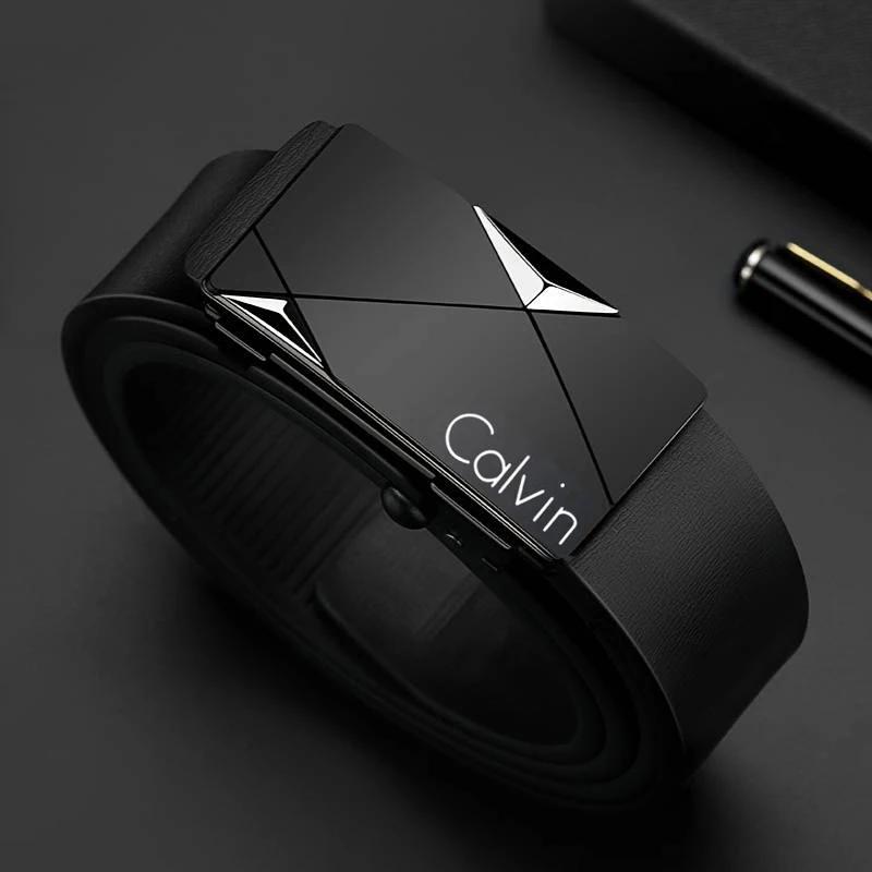Ceinture élégante en cuir PU pour hommes – Ceintures à la mode pour la vie quotidienne, les loisirs,