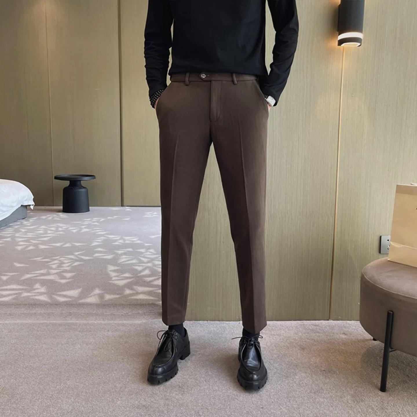 Nouveau pantalon de costume en laine pour hommes, grande taille, haut de gamme, style mature, adapté