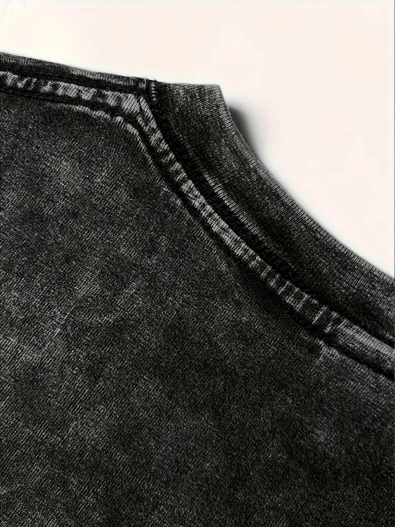 Chemise rétro délavée, vente flash du Nouvel An 2026 |   Motif rétro, col rond, manches courtes pour